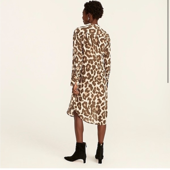 🌸 J. Crew Tie-front silk shirtdress in dusty leopard - Picture 4 of 5